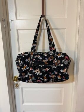 Vera Bradley “Merry Mischief” Black Quilted Large Travel Duffel